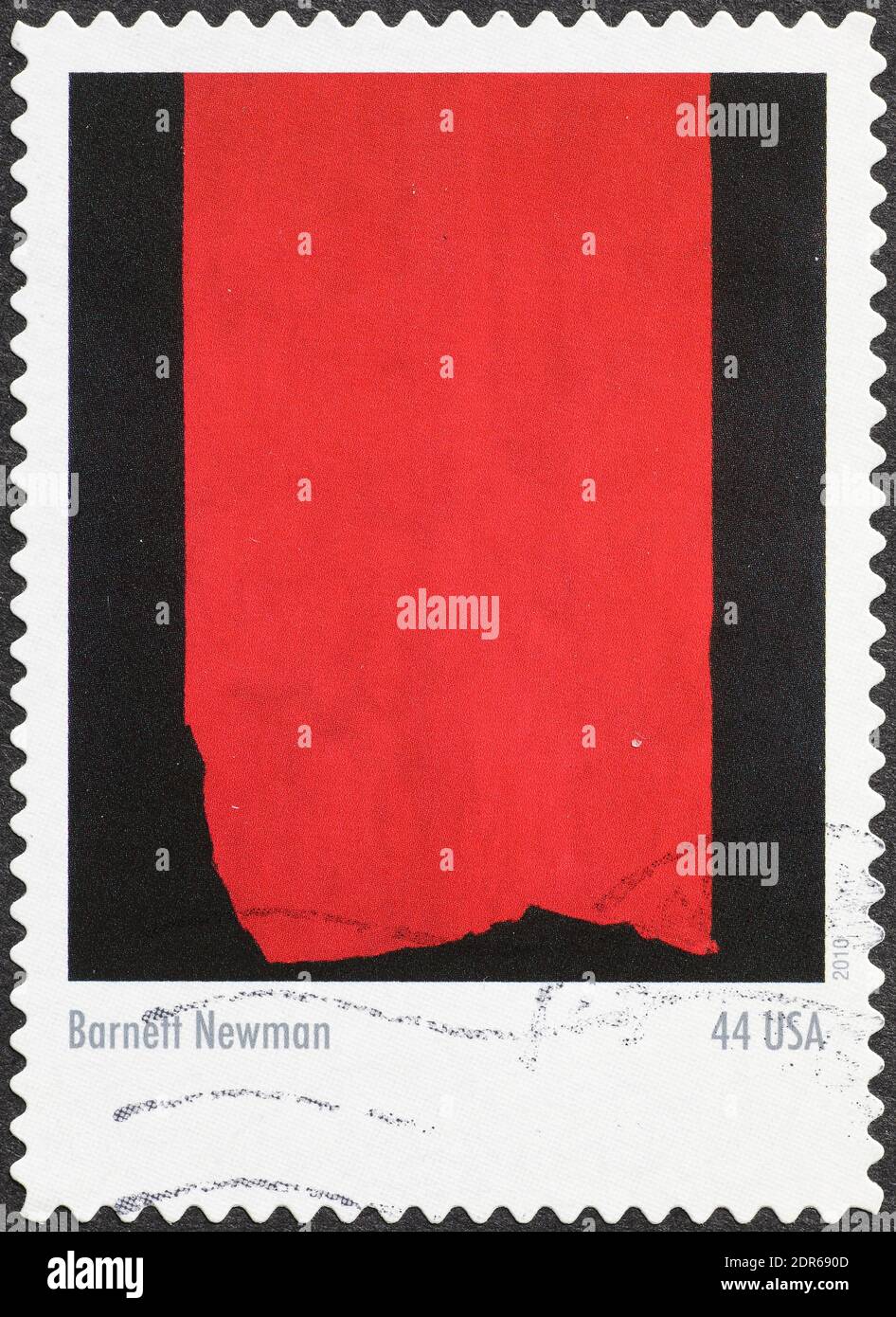 Achilles von Barnett Newman auf amerikanischer Briefmarke Stockfoto