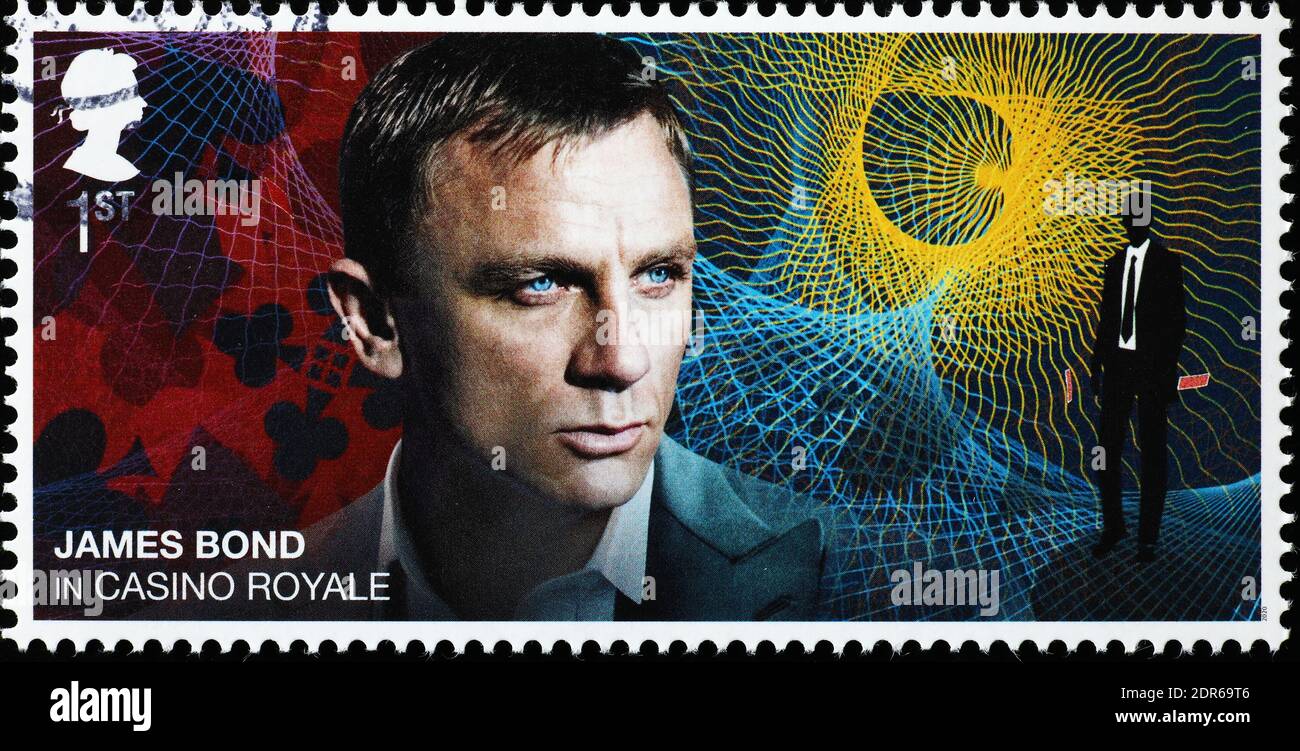 Daniel Craig als James Bond auf britischer Briefmarke Stockfoto