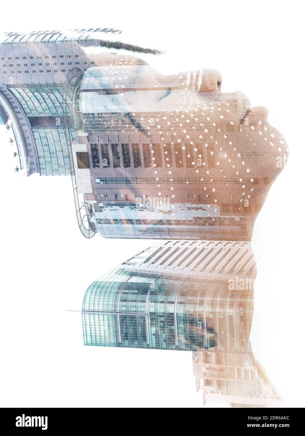 Ein Porträt mit visueller Illusion in Farbe Stockfoto