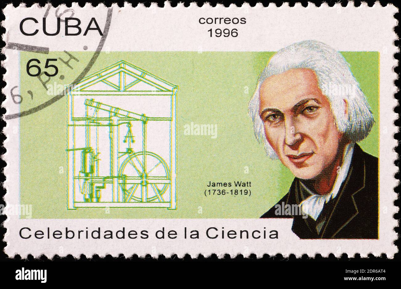 James Watt auf kubanischer Briefmarke Stockfoto