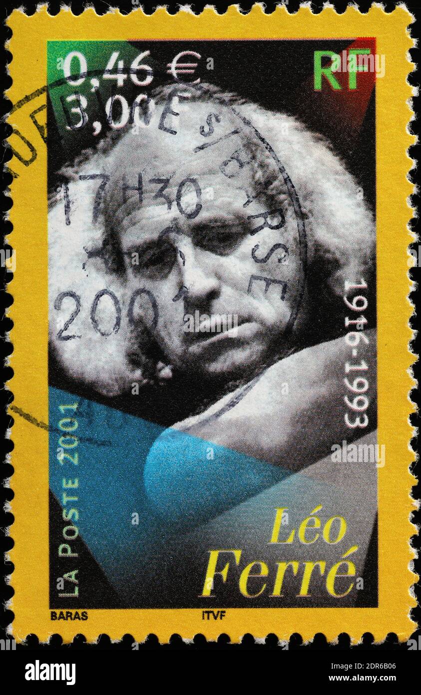 Leo Ferré auf französischer Briefmarke Stockfoto