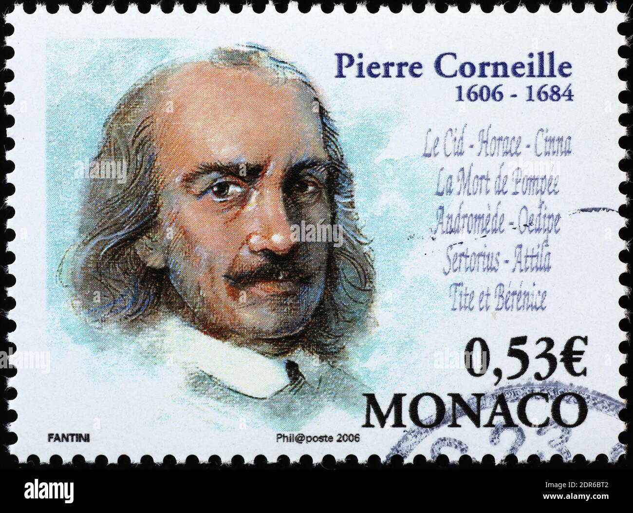 Pierre Corneille Porträt auf Briefmarke von Monaco Stockfoto