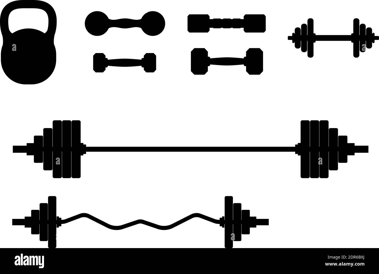 Hantel und Hantel für Fitnessgeräte Stock Vektor