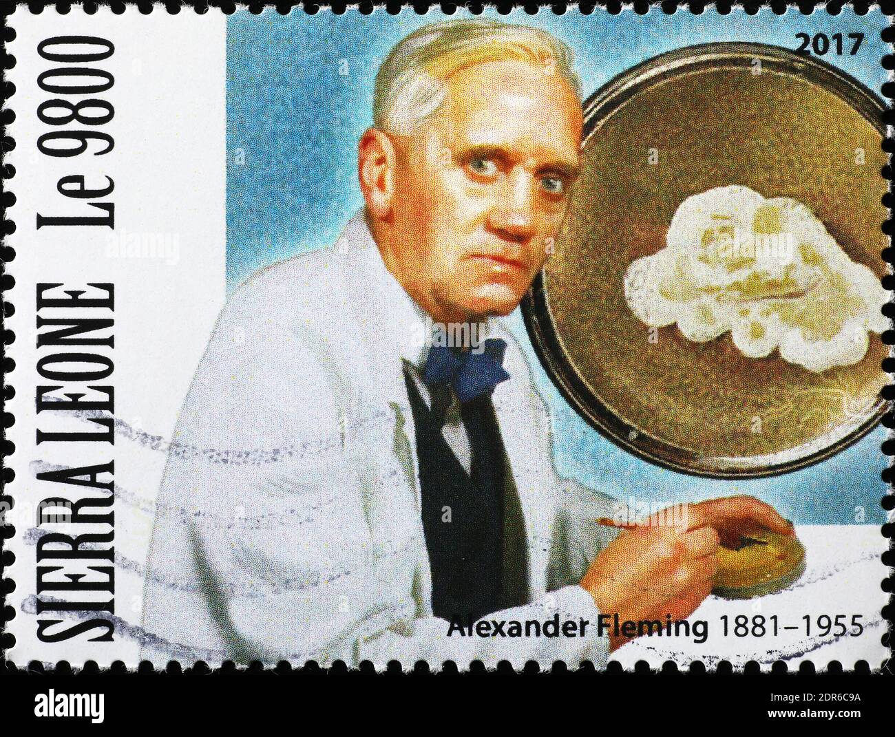 Sir Alexander Fleming Porträt auf Briefmarke Stockfoto