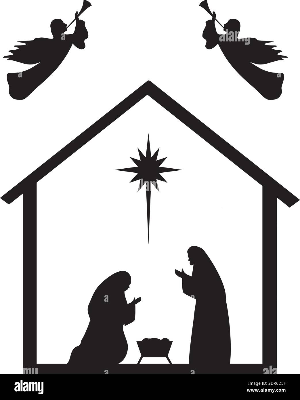 vektor-Illustration der Krippe. Frieden, Freude, Weihnachten Hintergrund mit einem Stern. Stock Vektor