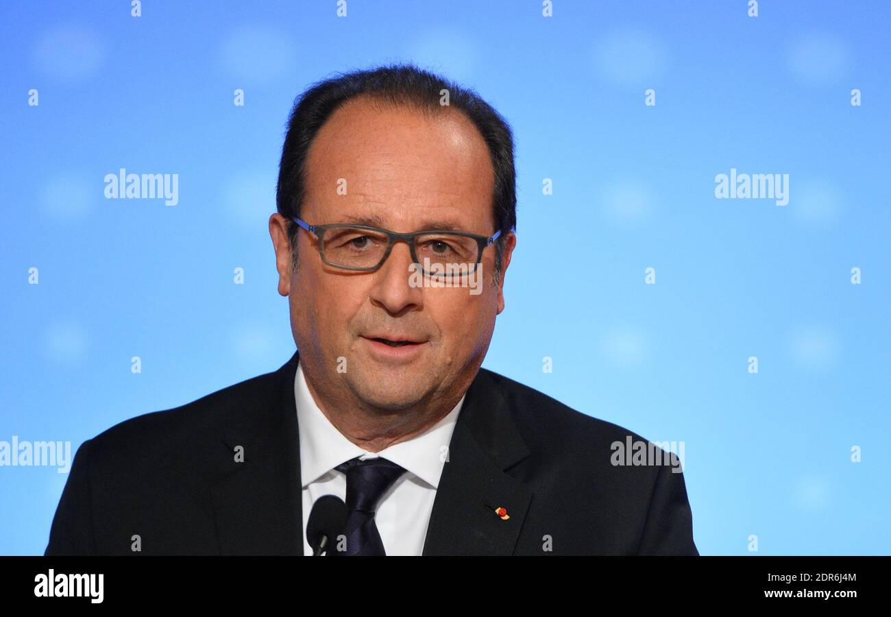 Der französische Präsident Francois Hollande während einer gemeinsamen ...