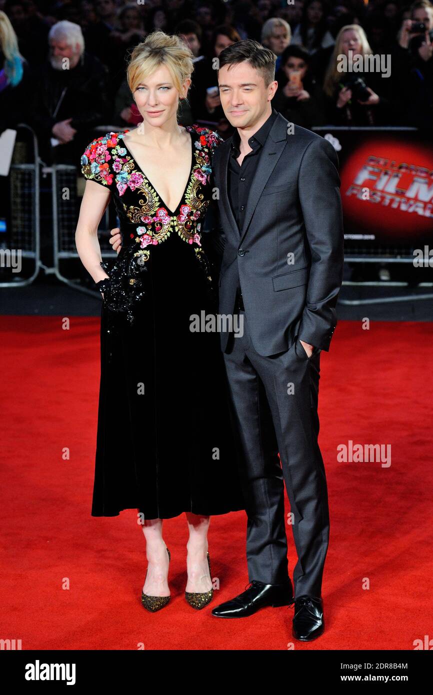 Cate Blanchett und Topher Grace nehmen am 17. Oktober 2015 an der Premiere von "Truth" im Rahmen des 59. BFI London Film Festival am Odeon Leicester Square in London, England, Teil. Foto von Aurore Marechal/ABACAPRESS.COM Stockfoto