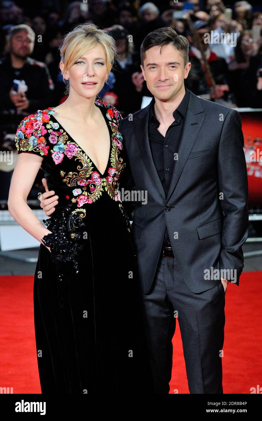 Cate Blanchett und Topher Grace nehmen am 17. Oktober 2015 an der Premiere von "Truth" im Rahmen des 59. BFI London Film Festival am Odeon Leicester Square in London, England, Teil. Foto von Aurore Marechal/ABACAPRESS.COM Stockfoto