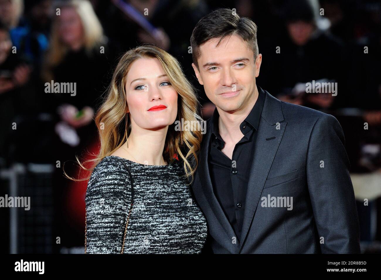 Ashley Hinshaw und Topher Grace bei der Premiere von "Truth" im Rahmen des 59. BFI London Film Festival am 17. Oktober 2015 auf dem Odeon Leicester Square in London, England. Foto von Aurore Marechal/ABACAPRESS.COM Stockfoto