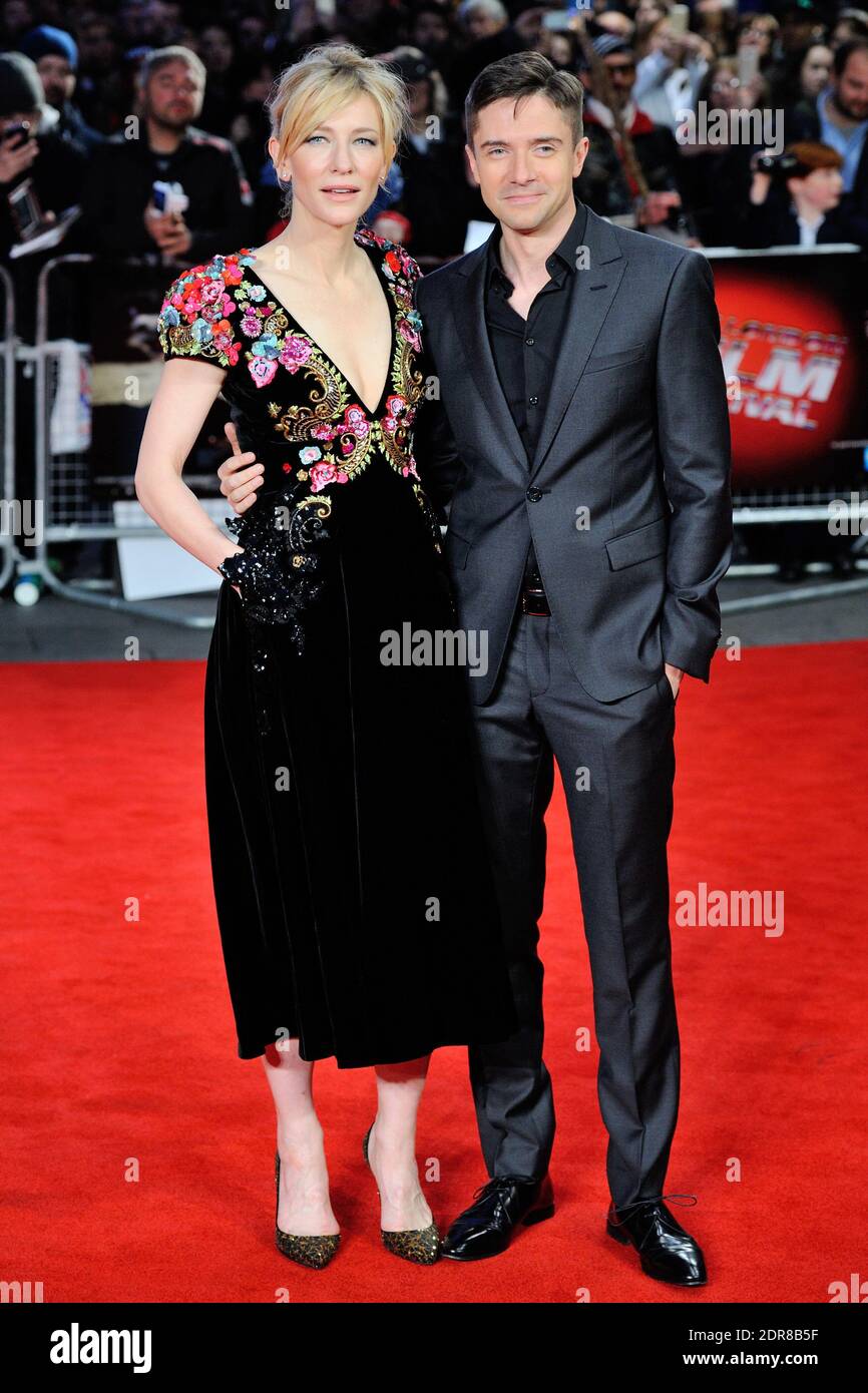 Cate Blanchett und Topher Grace nehmen am 17. Oktober 2015 an der Premiere von "Truth" im Rahmen des 59. BFI London Film Festival am Odeon Leicester Square in London, England, Teil. Foto von Aurore Marechal/ABACAPRESS.COM Stockfoto
