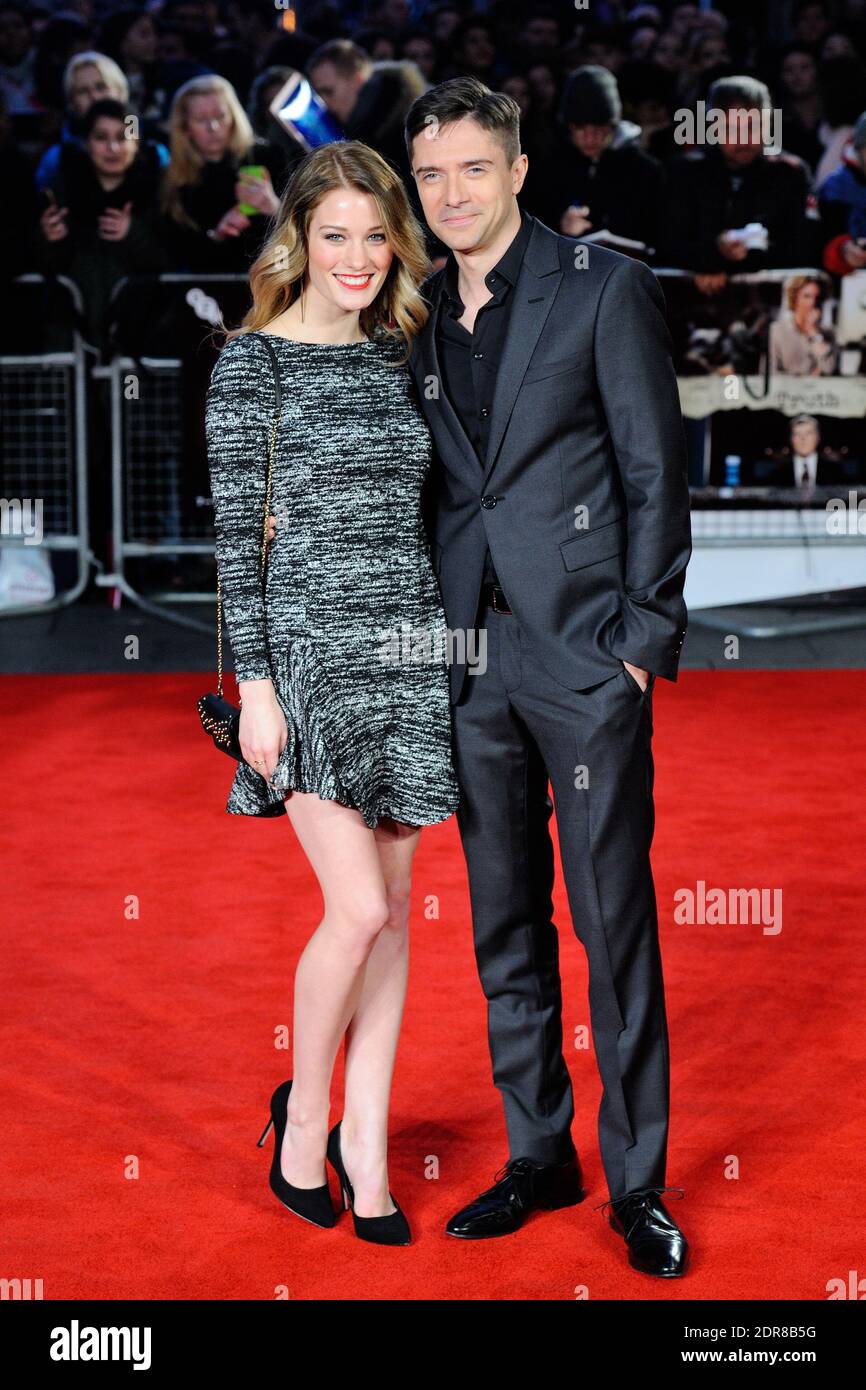 Ashley Hinshaw und Topher Grace bei der Premiere von "Truth" im Rahmen des 59. BFI London Film Festival am 17. Oktober 2015 auf dem Odeon Leicester Square in London, England. Foto von Aurore Marechal/ABACAPRESS.COM Stockfoto