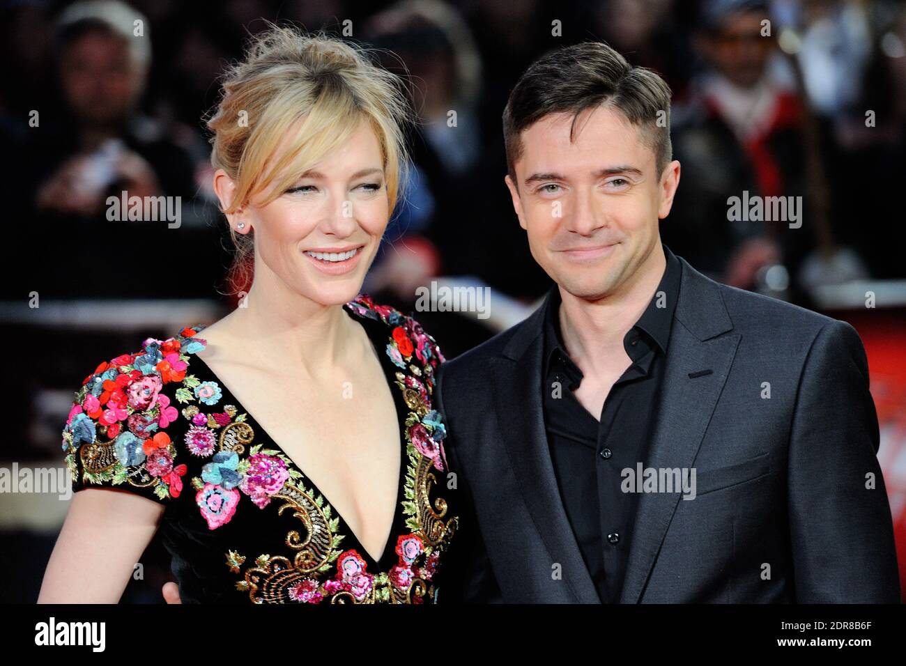 Cate Blanchett und Topher Grace nehmen am 17. Oktober 2015 an der Premiere von "Truth" im Rahmen des 59. BFI London Film Festival am Odeon Leicester Square in London, England, Teil. Foto von Aurore Marechal/ABACAPRESS.COM Stockfoto