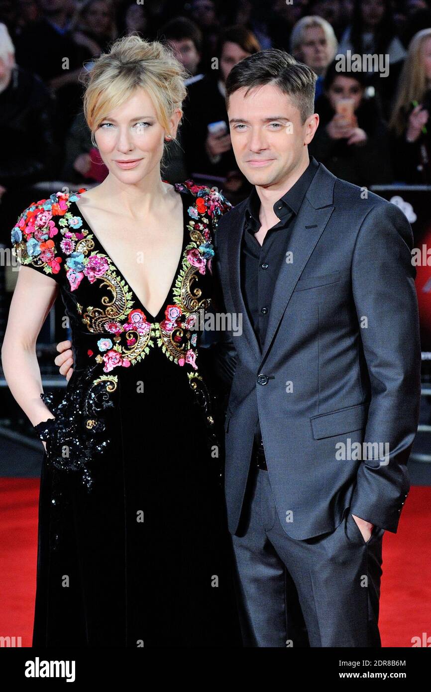 Cate Blanchett und Topher Grace nehmen am 17. Oktober 2015 an der Premiere von "Truth" im Rahmen des 59. BFI London Film Festival am Odeon Leicester Square in London, England, Teil. Foto von Aurore Marechal/ABACAPRESS.COM Stockfoto