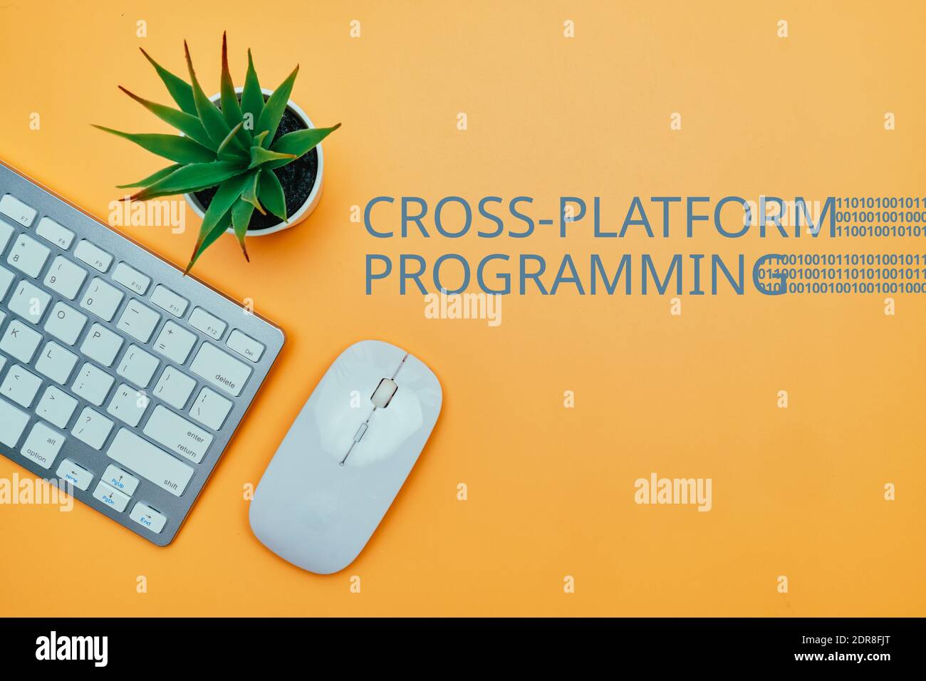 Konzept zur Beschreibung moderner plattformübergreifender Programmierung Draufsicht. Stockfoto