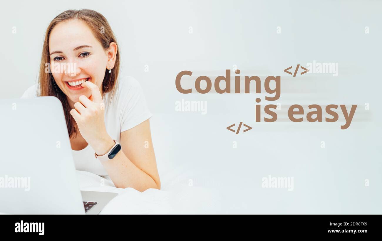Das Konzept des Lernens Programmiersprachen beschriftet Kodierung ist einfach. Stockfoto
