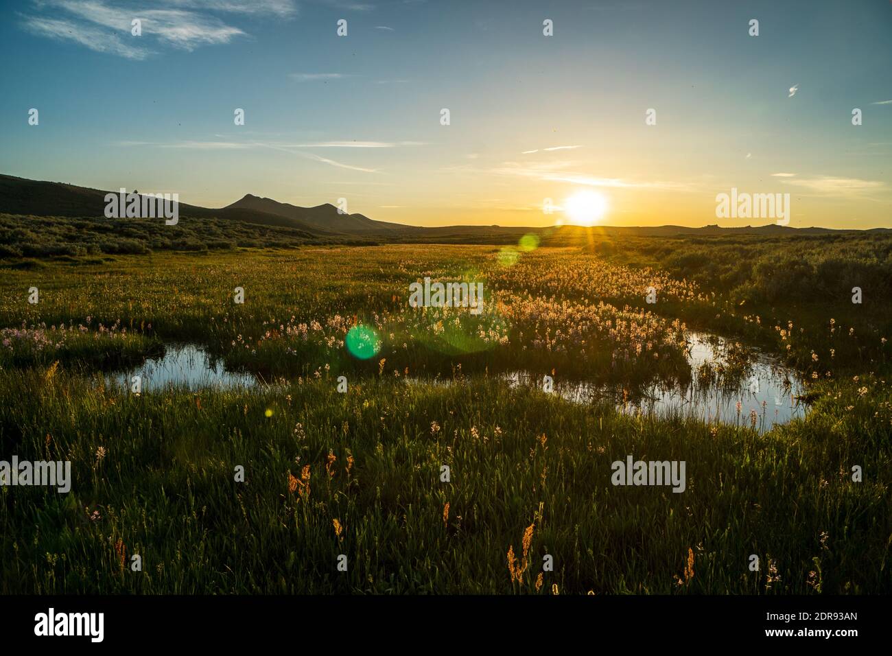 Sonnenuntergang am Camas Prairie Centennial Marsh in der Nähe von Fairfield, Idaho Stockfoto