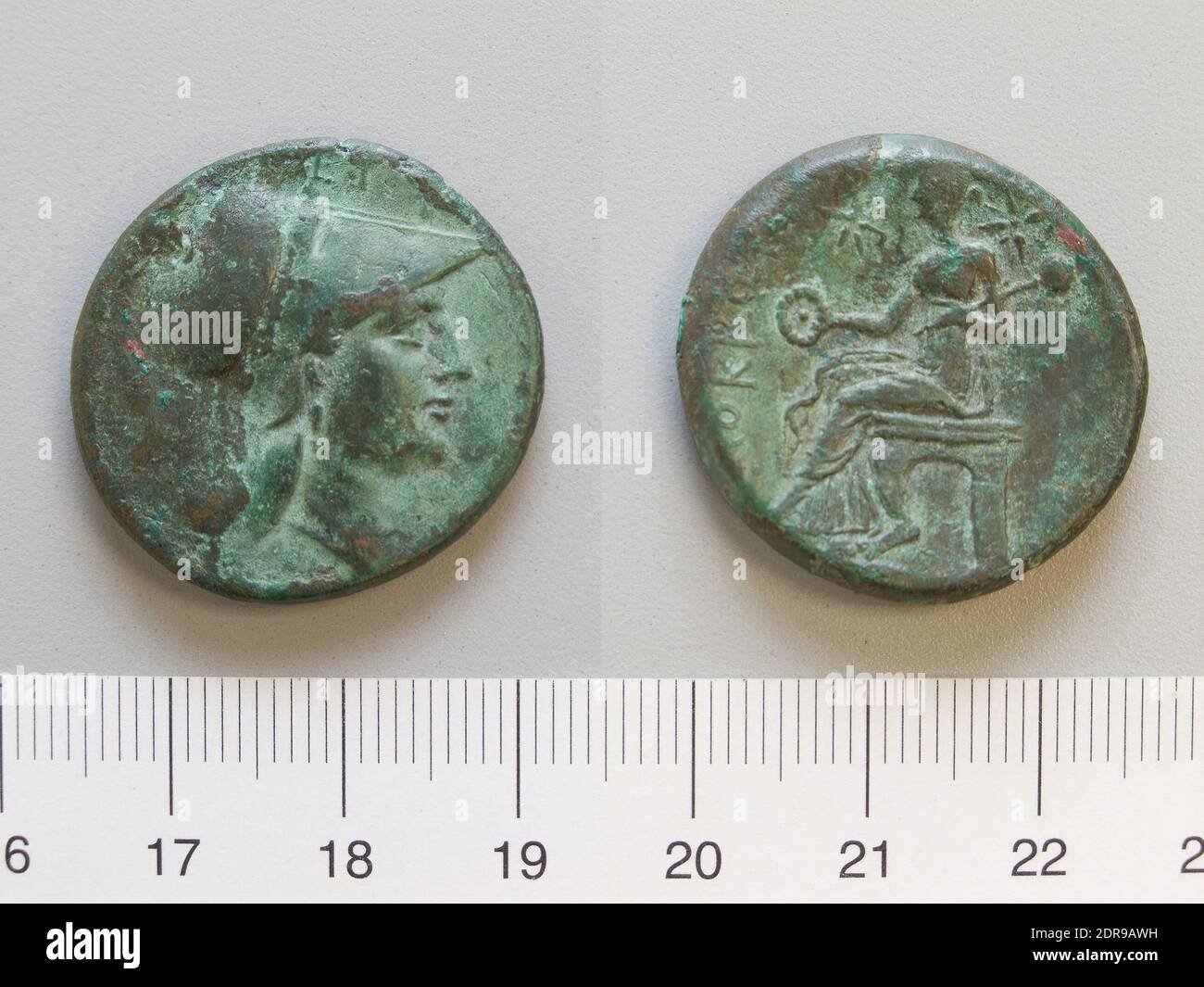 Münzstätte: Locri Epizephyrii, 1 Einheit von Locri Epizephyrii, 275–215 v. Chr., Bronze, 13.35 g, 6:00, 27 mm, hergestellt in Locri Epizephyrii, Bruttium, griechisch, 3. Jahrhundert v. Chr., Numismatik Stockfoto