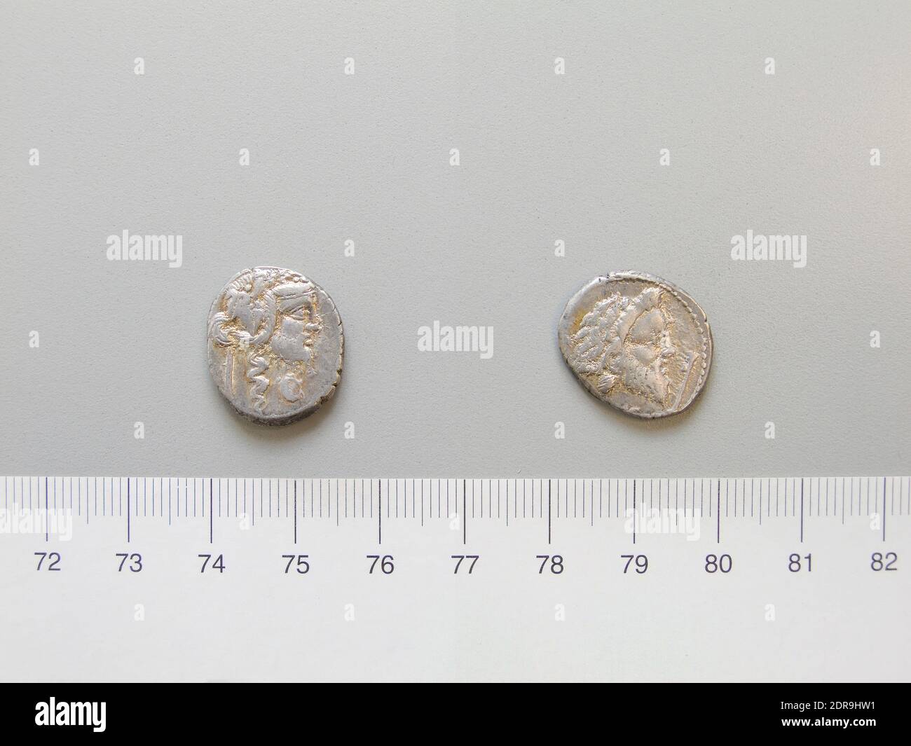 Münzstätte: Rom, Magistrat: C. Vibius Pansa, Denarius aus Rom, 90 v. Chr., Silber, 3.89 g, 8:00, 16.2 mm, Made in Rome, Roman, 1. Jahrhundert v. Chr., Numismatik Stockfoto