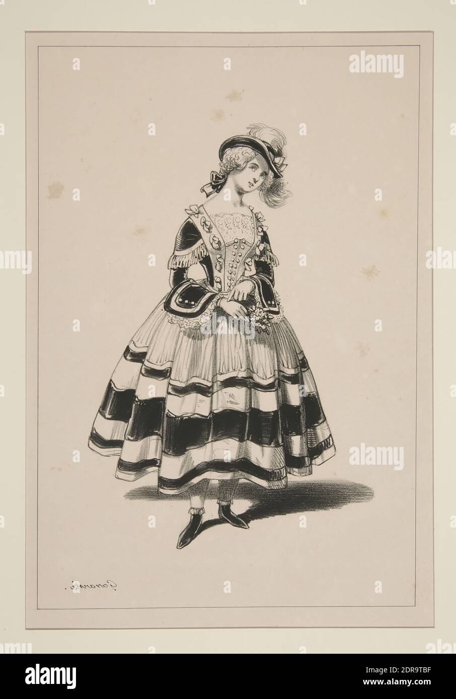 Künstler: Paul Gavarni, französisch, 1804–1866, HOLLANDAISE. Chapeau de velours, Lithograph, französisch, 19. Jahrhundert, Arbeiten auf Papier - Drucke Stockfoto
