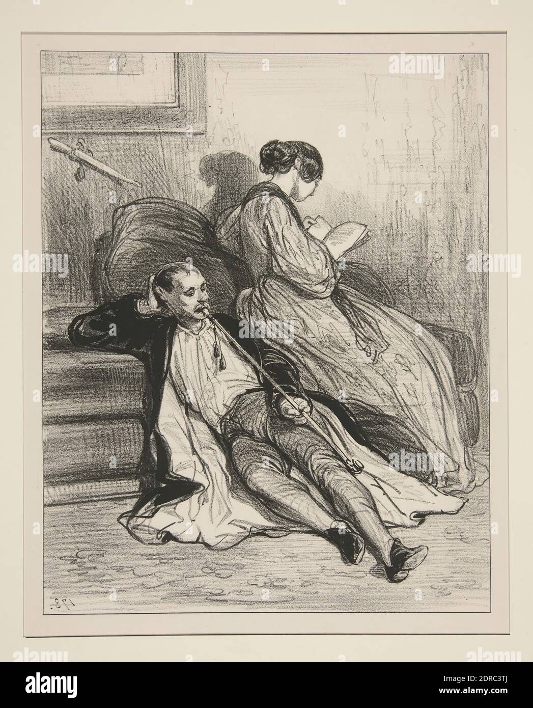 Künstler: Paul Gavarni, französisch, 1804–1866, UN roman nouveau, un jeune amour…, Lithograph, französisch, 19. Jahrhundert, Arbeiten auf Papier - Drucke Stockfoto