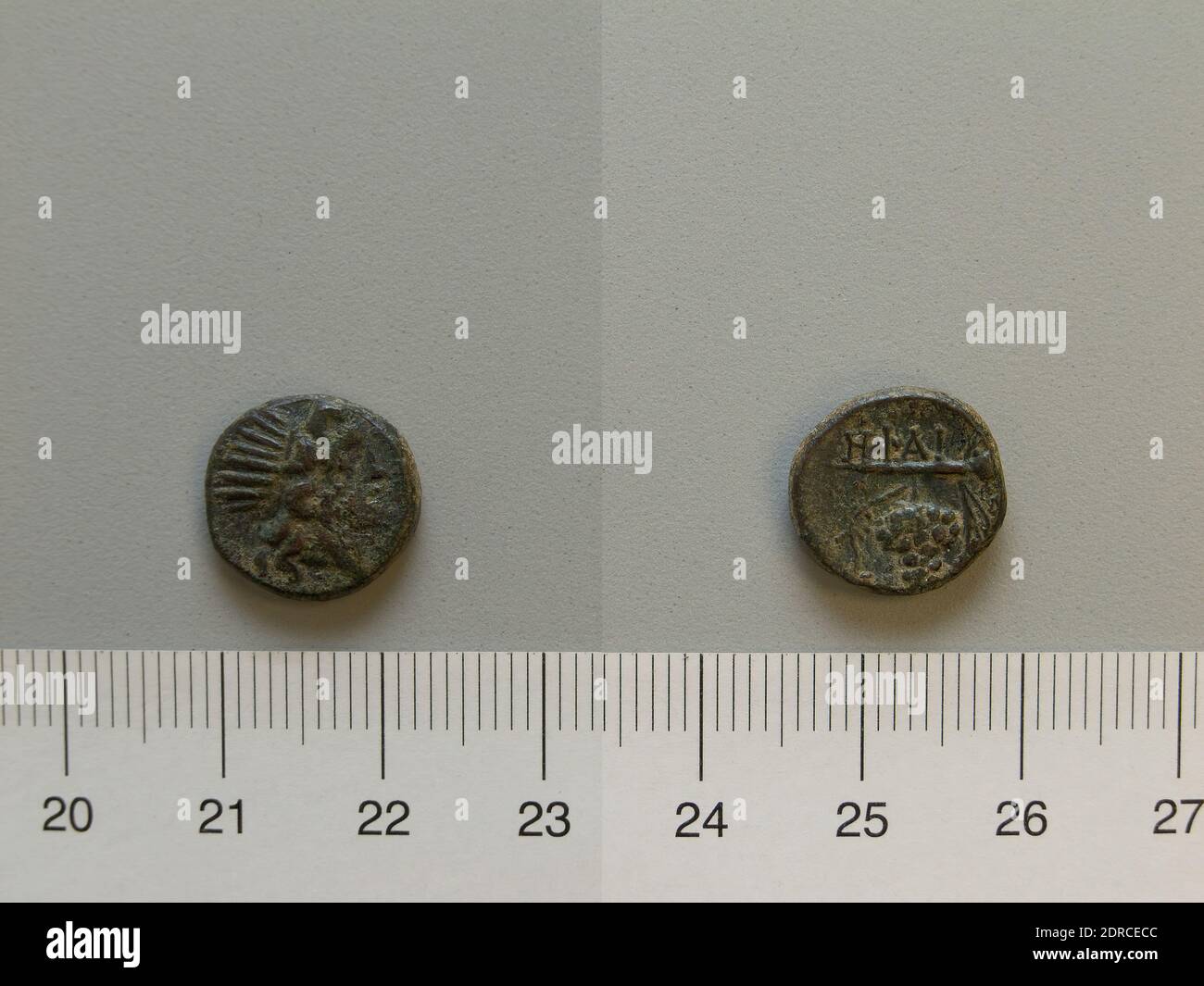 Münzstätte: Hephaestia Lemnos, Münze von Hephaestia Lemnos, 199–1 v. Chr., Kupfer, 2.39 g, 12:00, 24.5 mm, hergestellt in Hephaestia, Griechisch, 2.–1. Jahrhundert v. Chr., Numismatik Stockfoto