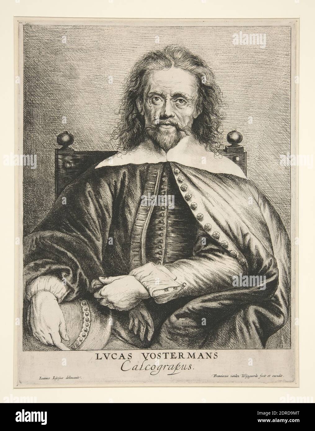 Radierer: Frans van den Wyngaerde, Flämisch, 1614–1679, nach: Jan Lievens, Niederländisch, 1607–1674, Porträt von Lucas Vorsterman I (1595-1675), Radierung, Platemark: 26.5 × 20.2 cm (10 7/16 × 7 15/16 in.); mit Befestigung: 27.9 × 21.6 cm (11 × 8 1/2in.), Made in Flandern, Flämisch, 17. Jahrhundert, Arbeiten auf Papier - Drucke Stockfoto