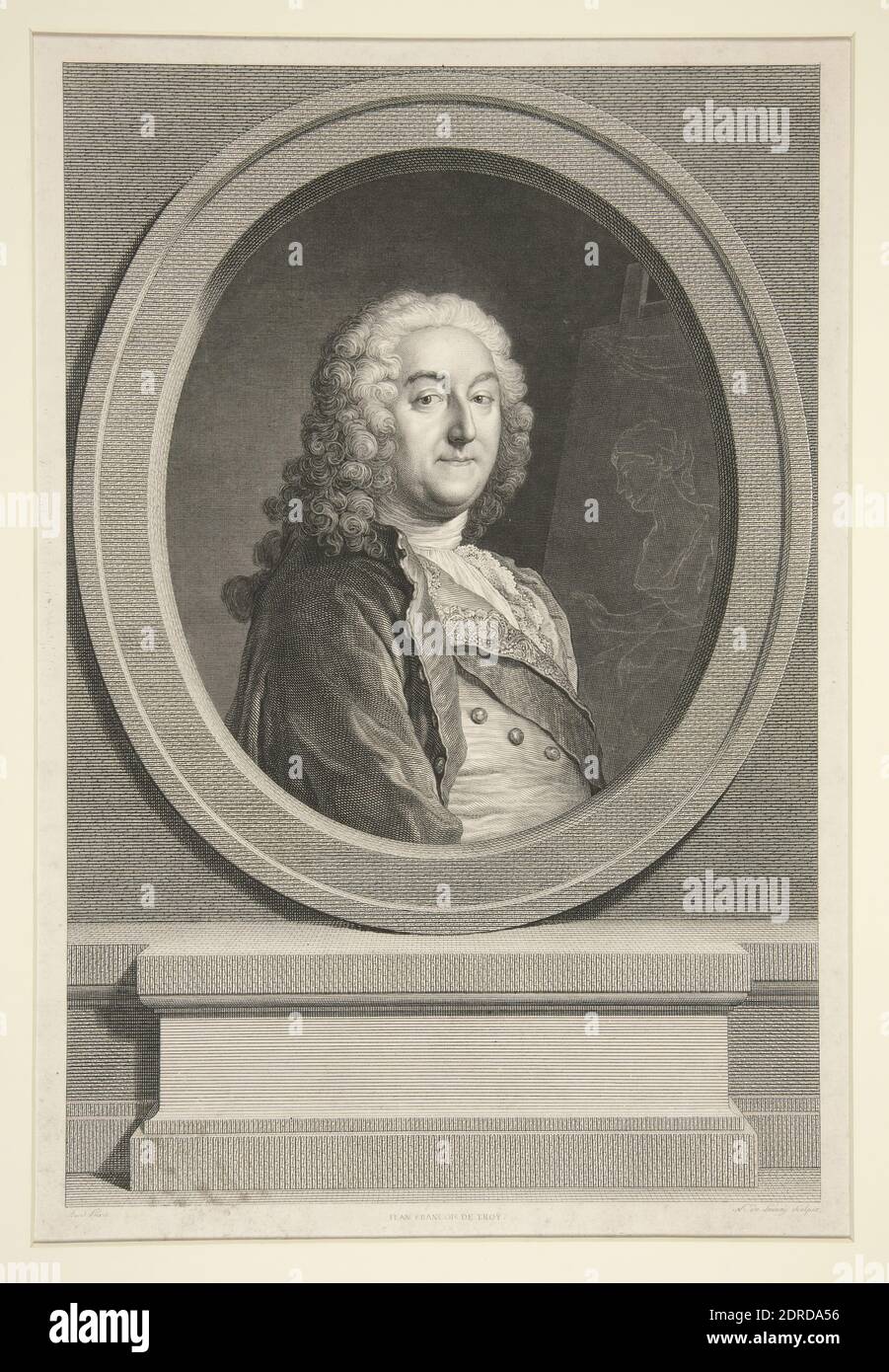 Künstler: Nicolas Delaunay, Französisch, 1739–1792, nach: Jacques-André-Joseph Aved, Französisch, 1702–1766, Porträt von Jean-François de Troy, Gravur, Plattenmark: 37.5 × 25.4 cm 14 3/4; Blatt: 42.2 × 32.2 cm (16 5/8 × 12 11/16in.), Made in France, Französisch, 18. Jahrhundert, Arbeiten auf Papier - × Drucke Stockfoto