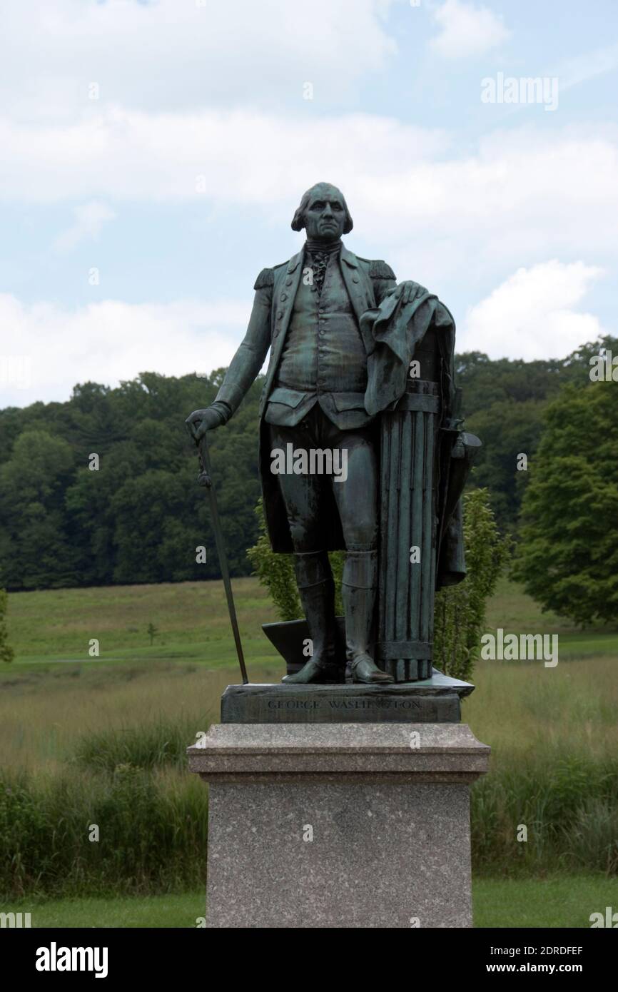 Eine Bronzestatue von George Washington in Valley Forge National Historical Park, Pennsylvania. Stockfoto