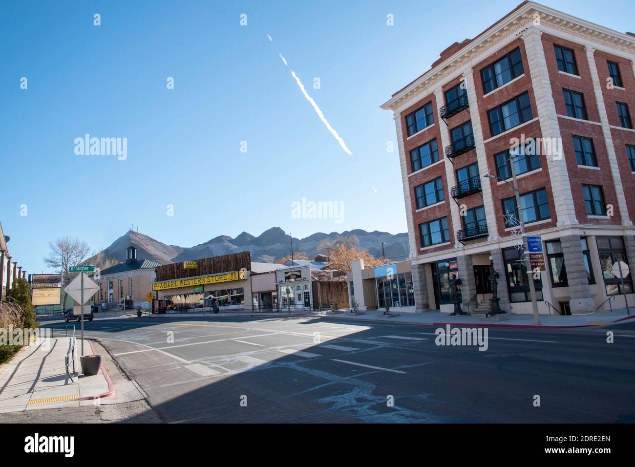 Tonopah ist eine alte Bergbaustadt in Nye County, NV, USA. Es liegt in der Wüste und ist bekannt, dass es heimgesucht wird. Stockfoto