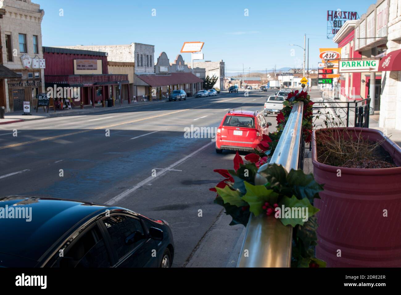 Tonopah ist eine alte Bergbaustadt in Nye County, NV, USA. Es liegt in der Wüste und ist bekannt, dass es heimgesucht wird. Stockfoto