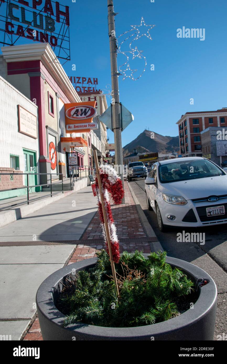 Tonopah ist eine alte Bergbaustadt in Nye County, NV, USA. Es liegt in der Wüste und ist bekannt, dass es heimgesucht wird. Stockfoto