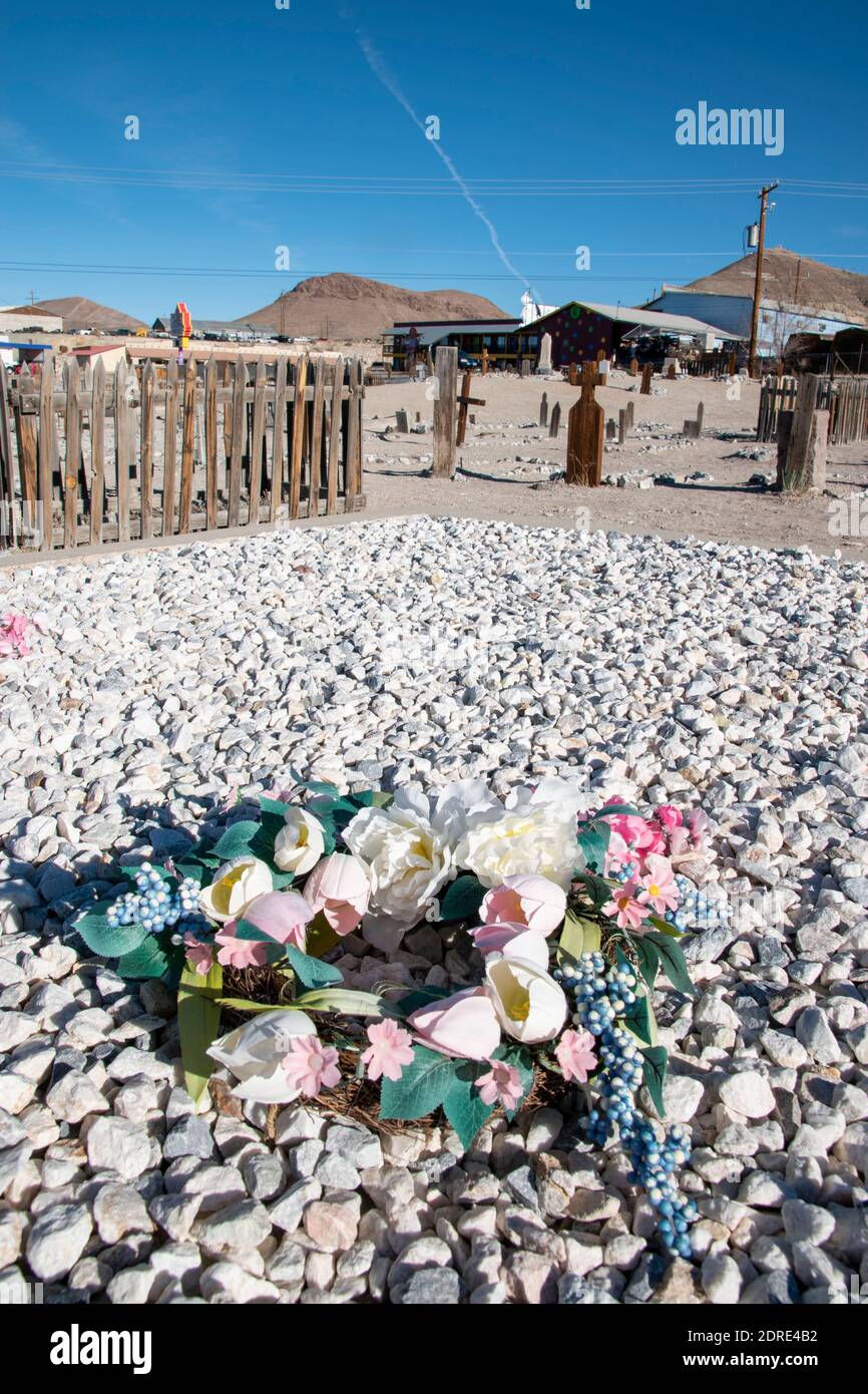 Tonopah ist eine alte Bergbaustadt in Nye County, NV, USA. Es liegt in der Wüste und ist bekannt, dass es heimgesucht wird. Stockfoto
