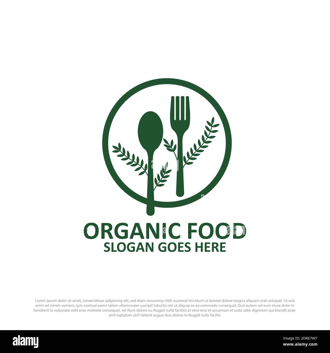 Natur Bio Lebensmittel Logo Design - grüne und vegane Lebensmittel Abbildung Stock Vektor