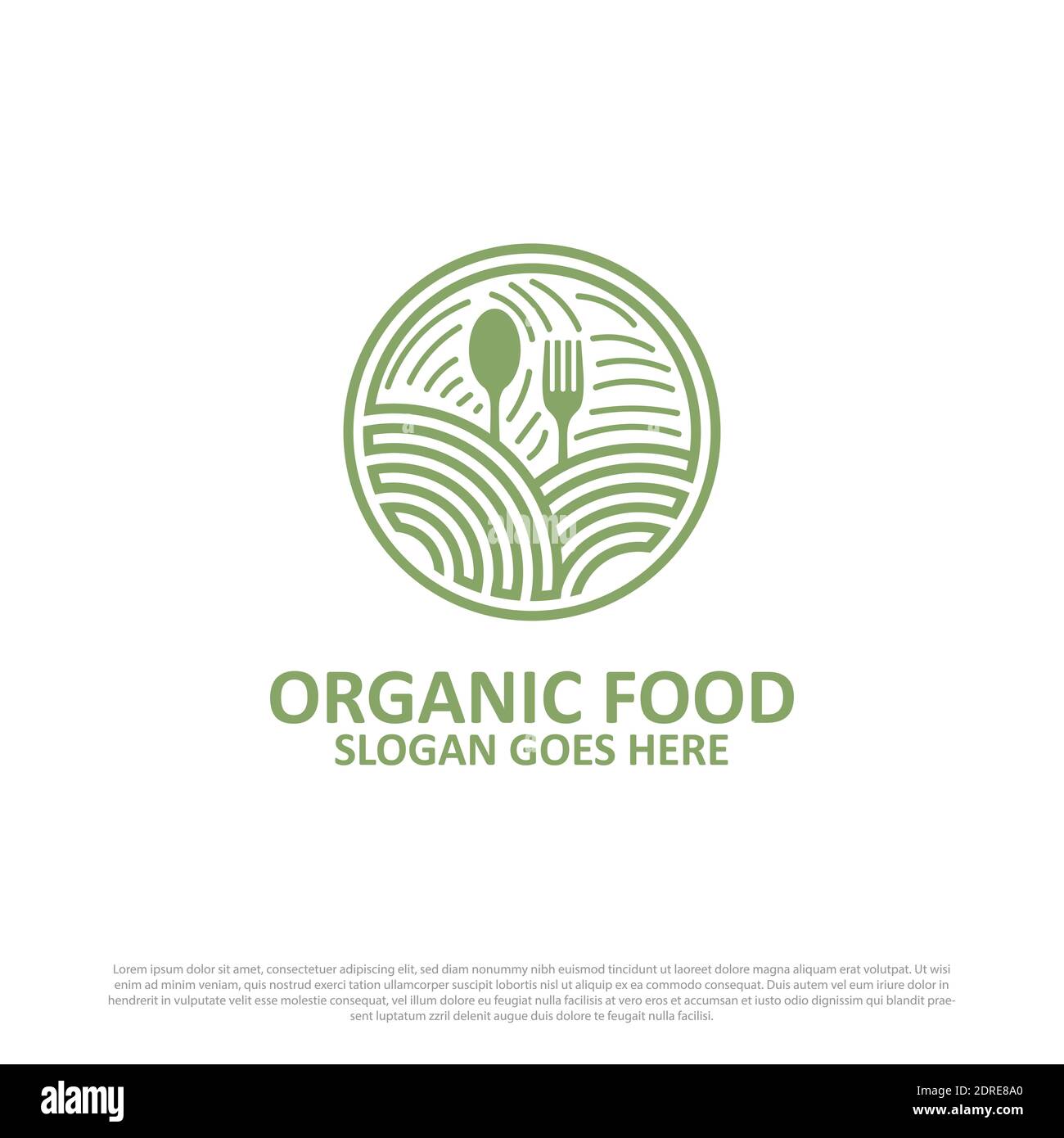 Bio-Lebensmittel und Landwirtschaft Logo Design Vektor - grün und Vegane Lebensmittelvorlage Stock Vektor
