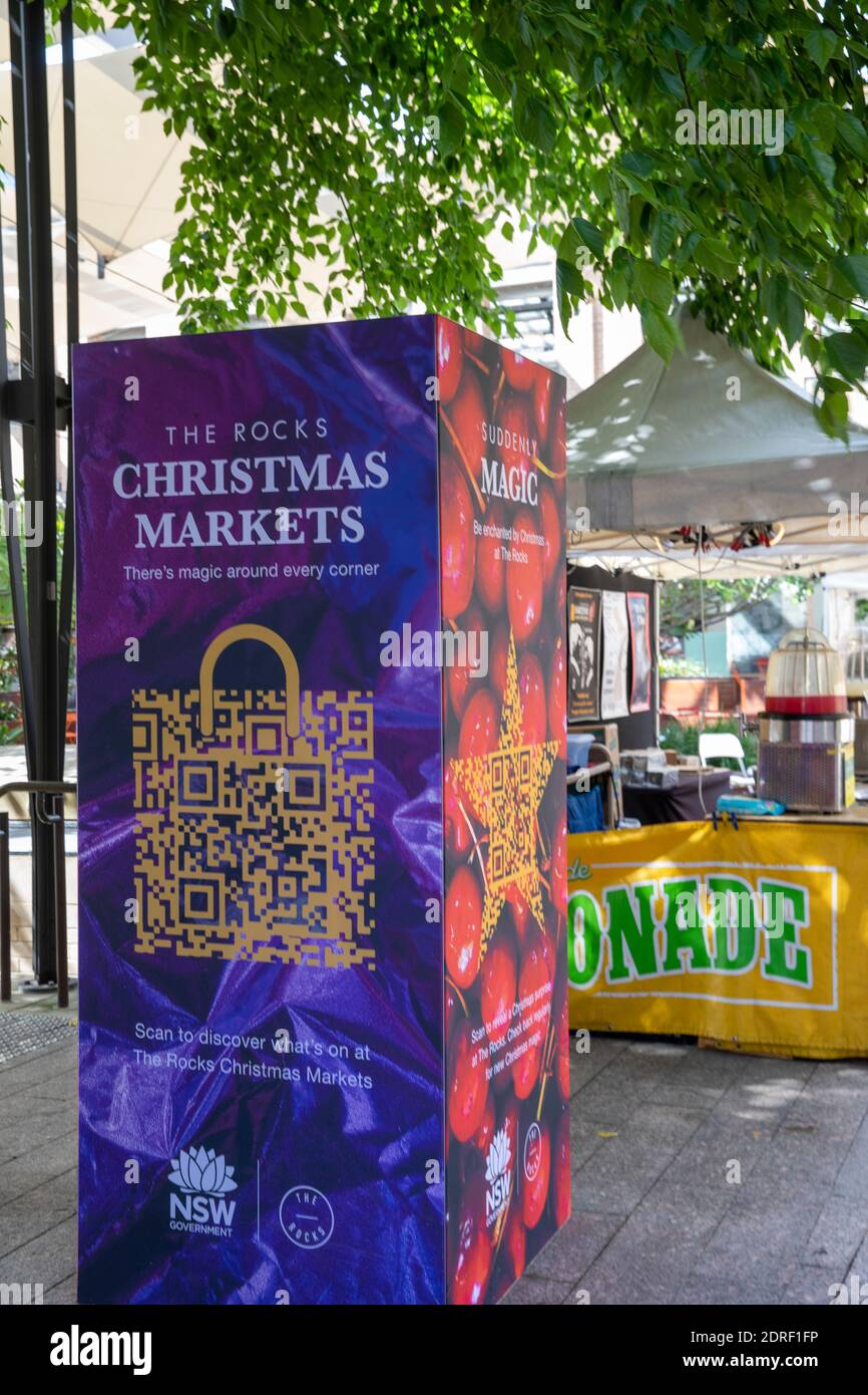 Weihnachtsmärkte in der Gegend von Rocks im Stadtzentrum von Sydney, NSW, Australien Stockfoto