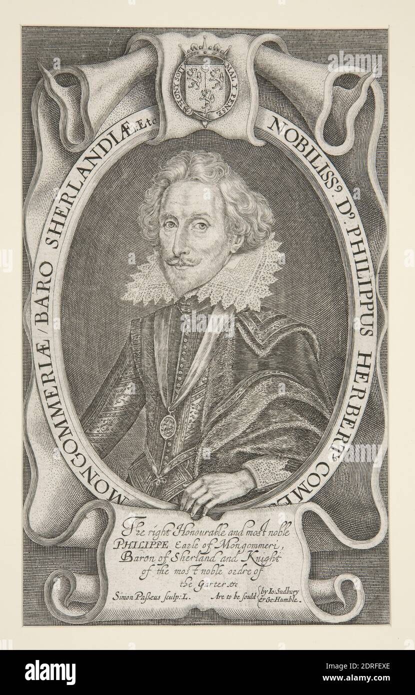 Kupferstecher: Simon [van] de Passe, Niederländisch, 1595–1647, Philip Herbert, Vierter Graf von Pembroke, Graf von Montgomery, Gravur, Blatt: 18.1 × 11.1 cm (7 1/8 × 4 3/8 Zoll), hergestellt in den Niederlanden, Niederländisch, 17. Jahrhundert, Arbeiten auf Papier - Drucke Stockfoto