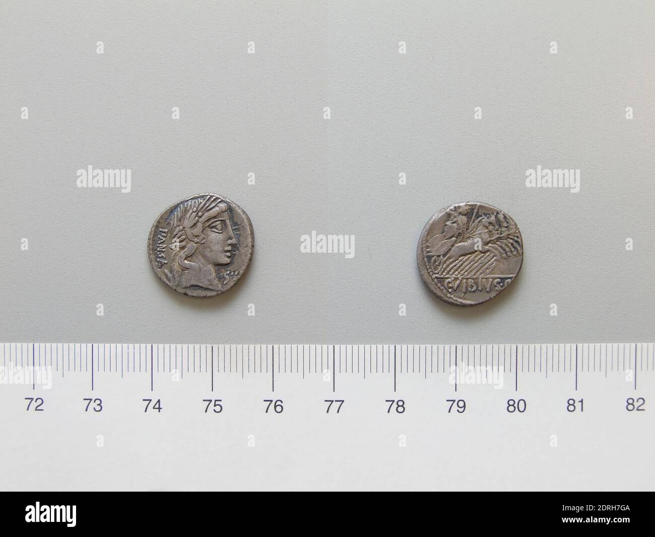 Münzstätte: Rom, Magistrat: C. Vibius Pansa, Denarius aus Rom, 90 v. Chr., Silber, 3.99 g, 8:00, 17.8 mm, Made in Rome, Italy, Roman, 1. Jahrhundert v. Chr., Numismatik Stockfoto