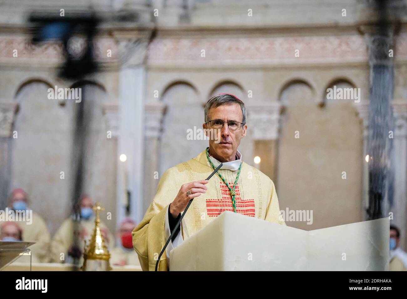 Lyon (Frankreich), 20. Dezember 2020. Erzbischof Olivier de Germay wurde diesen Sonntag offiziell zum Erzbischof der Diözese Lyon ernannt. Er ersetzt Archb Stockfoto