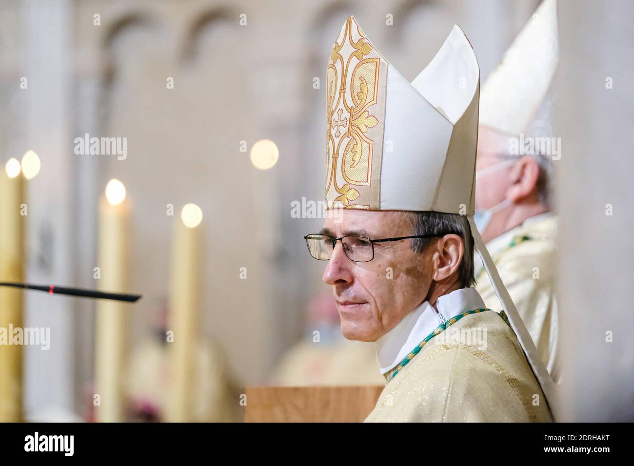 Lyon (Frankreich), 20. Dezember 2020. Erzbischof Olivier de Germay wurde diesen Sonntag offiziell zum Erzbischof der Diözese Lyon ernannt. Er ersetzt Archb Stockfoto