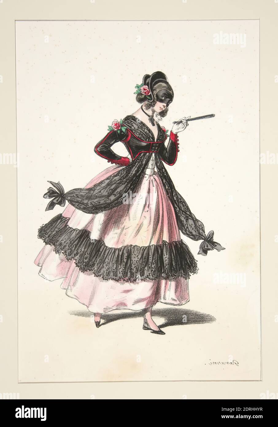 Künstler: Paul Gavarni, französisch, 1804–1866, PERUVIENNE. Chapeau de velours, Lithograph, farbig, französisch, 19. Jahrhundert, Arbeiten auf Papier - Drucke Stockfoto