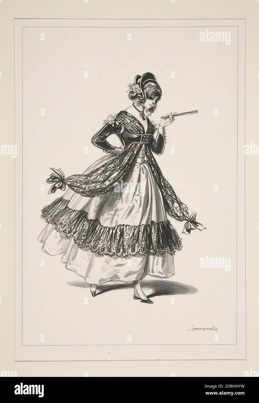 Künstler: Paul Gavarni, französisch, 1804–1866, PERUVIENNE. Chapeau de velours, Lithograph, französisch, 19. Jahrhundert, Arbeiten auf Papier - Drucke Stockfoto