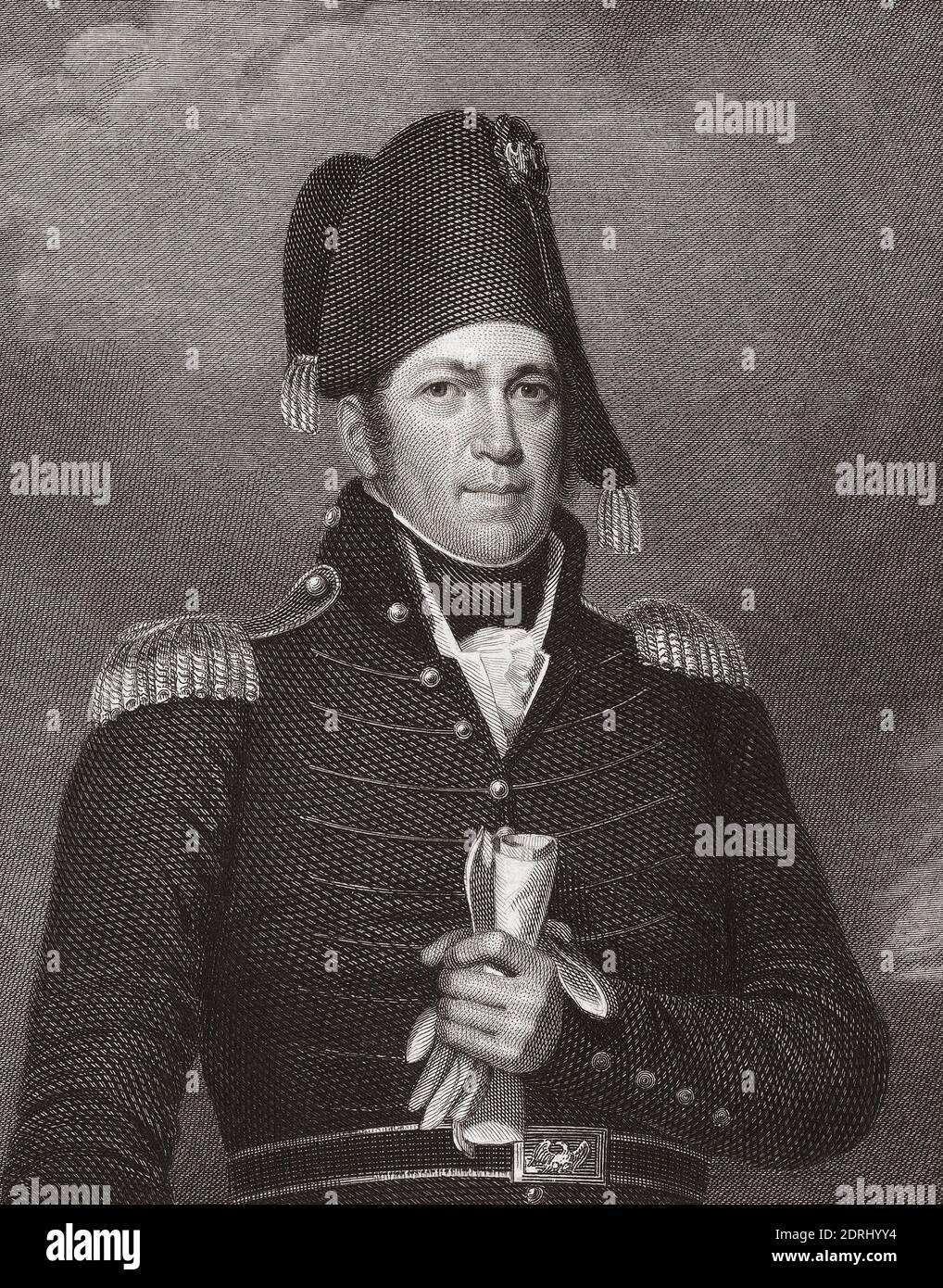 Jacob Jennings Brown, 1775 – 1828. Amerikanischer General im Krieg von 1812. Er erhielt die Congressional Medal of Honor. Nach einem Stich von Asher Brown Durand nach einem Werk von John Wesley Jarvis. Stockfoto