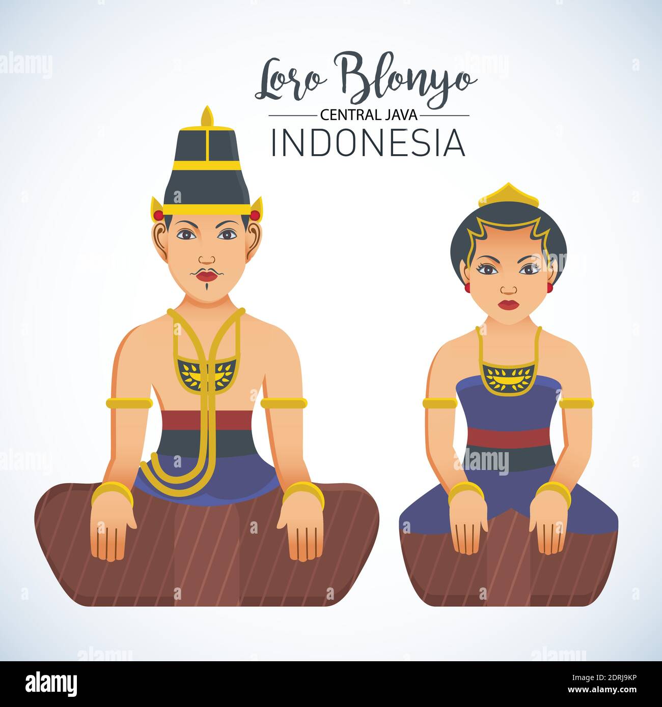 Vector Stock von traditionellen Brautpaar aus Zentral-java, Indonesien. Loro Blonyo Genannt. Stock Vektor