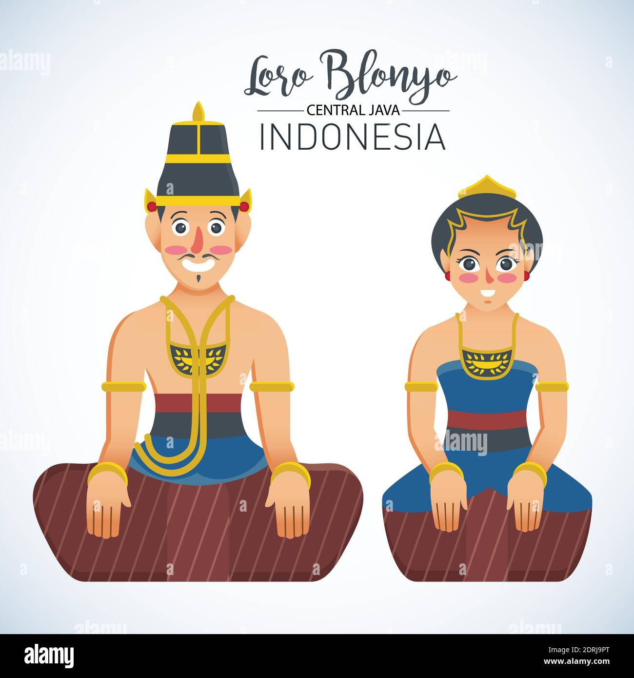 Vector Stock von traditionellen Brautpaar aus Zentral-java, Indonesien. Loro Blonyo Genannt. Stock Vektor