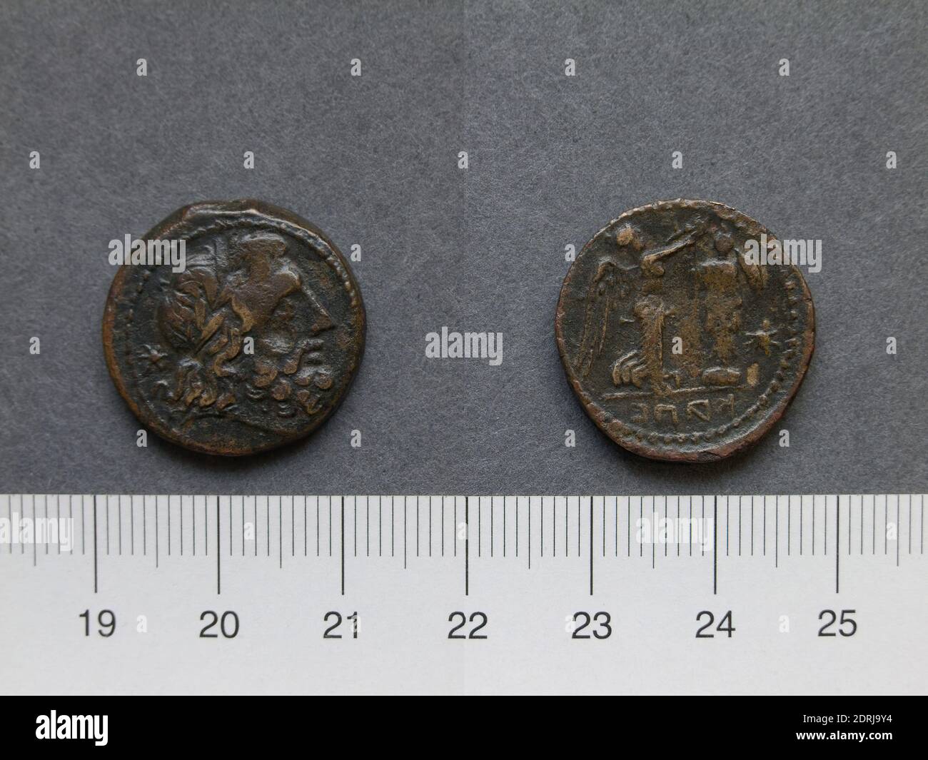 Münzstätte: Capua, 1 Uncia von Capua, 216–211 v. Chr., Bronze, 8.10 g, 9:00, 21 mm, hergestellt in Capua, griechisch, 3. Jahrhundert v. Chr., Numismatik Stockfoto