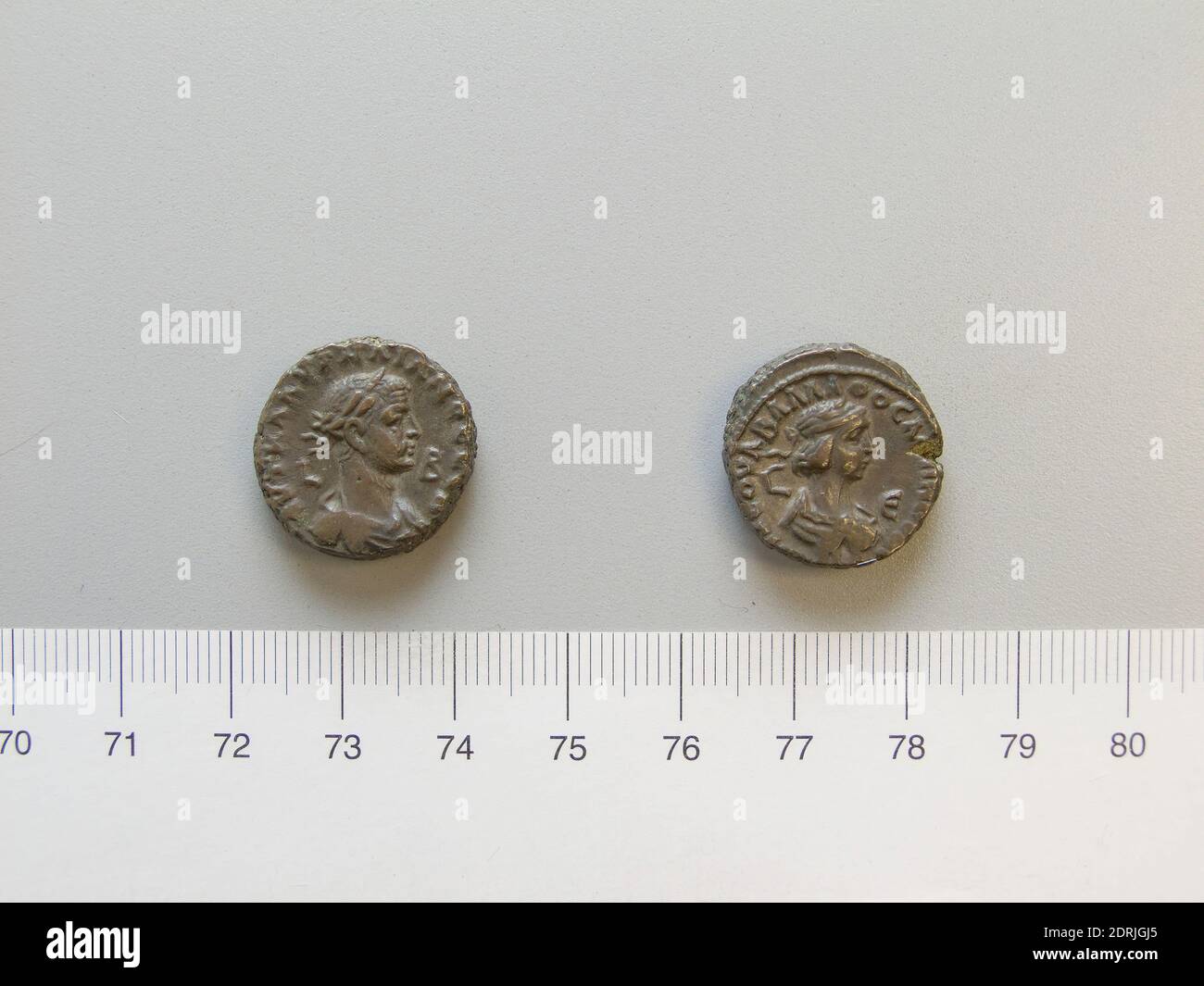 Herrscher: Aurelian, Kaiser von Rom, 214–275 n. Chr., regierte 270–75, Herrscher: Vaballathus, König von Palmyra und Usurpator in Syrien 270 n. Chr., Münzstätte: Alexandria, Tetradrachm von Aurelian, Kaiser von Rom und Vaballathus, König von Palmyra und Usurper in Syrien von Alexandria, 270–71, Billon, 9.96 g, 12:00, 19 mm, Made in Alexandria, Ägypten, Roman, 3. Jahrhundert n. Chr., Numismatik, Numismatik Stockfoto