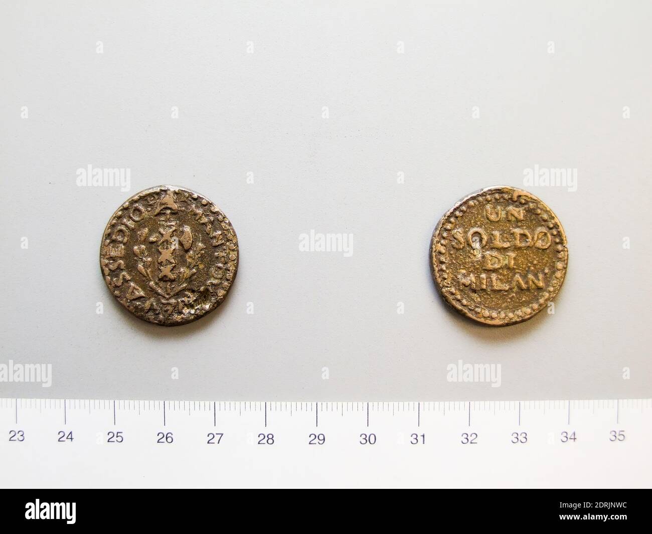 Münzstätte: Mantua, 1 Soldo aus Mantua, Basis, 13.20 g, 12:00, 27.5 mm, hergestellt in Mantua, Italien, Italienisch, 18. Jahrhundert, Numismatik Stockfoto