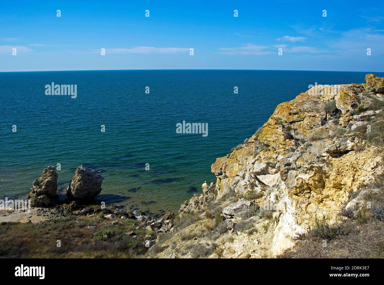 Felsküste des Asowschen Meeres. Stockfoto