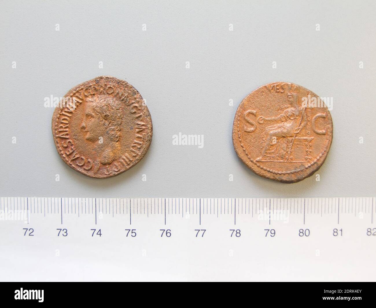 Herrscher: C. Caesar Augustus Germanicus (Caligula), Kaiser von Rom, 12–41 n. Chr., regiert 37–41, Münzstätte: Rom, 1 ab C. Caesar Augustus Germanicus (Caligula), Kaiser von Rom, 37–38, Kupfer, 12.36 g, 6:00, 29 mm, Made in Rome, Roman, 1. Jahrhundert, Numismatik Stockfoto