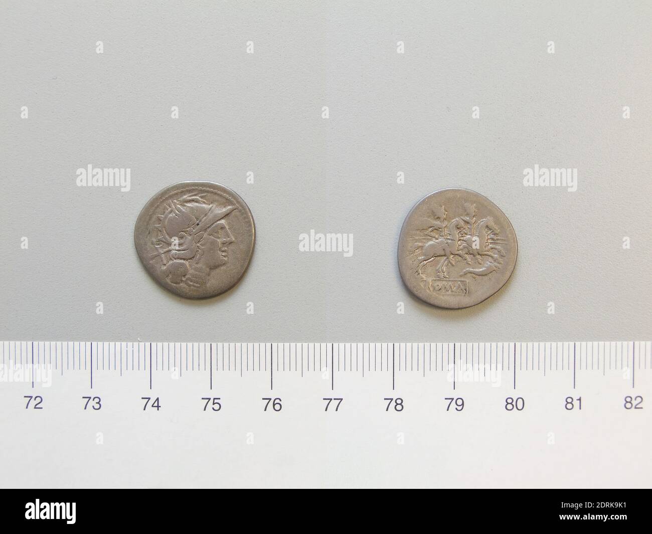 Münzstätte: Rom, Denarius aus Rom, 179–170 v. Chr., Silber, 3.64 g, 7:00, 20 mm, Made in Rome, Roman Empire, Roman, 2. Jahrhundert v. Chr., Numismatik Stockfoto